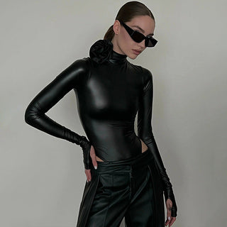 slim high necked long sleeved jumpsuit