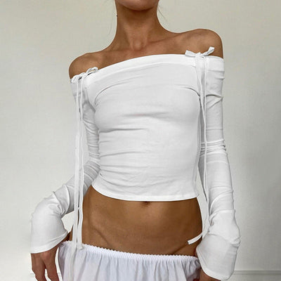 Bow Shoulder Long Sleeve Top