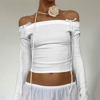 Bow Shoulder Long Sleeve Top