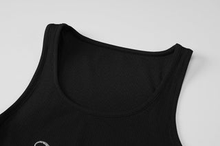 Letter Embroidery Slim Small Vest Top