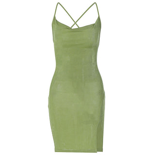 sexy backless strap tie slim dress