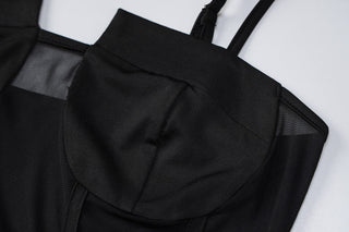 Slim thin suspenders exposed back dress