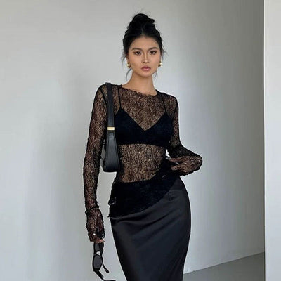 Transparent Black long sleeved top
