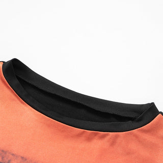 round neck long sleeved printing navel casual top