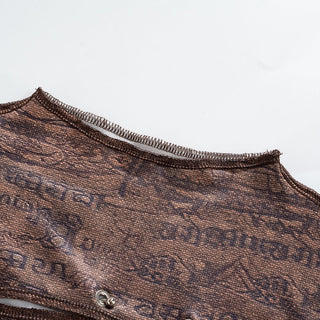 sleeveless printed hollow exposed top