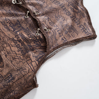 sleeveless printed hollow exposed top