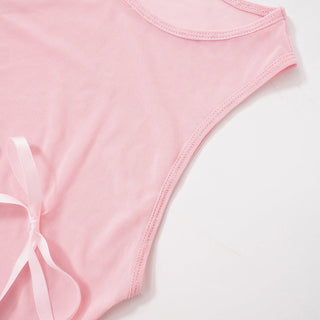 Sweet Girl Pink Short Bow Top