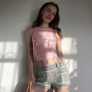 Sweet Girl Pink Short Bow Top