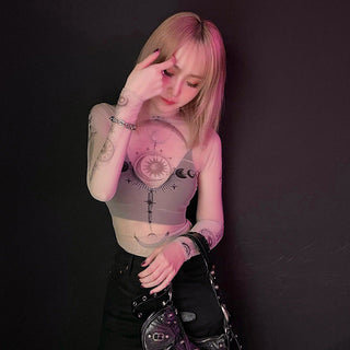 Long sleeved mesh thin top