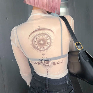 Long sleeved mesh thin top