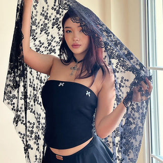 bow decorative solid tube top