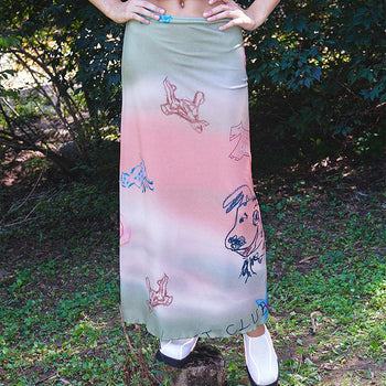 cartoon print long skirt