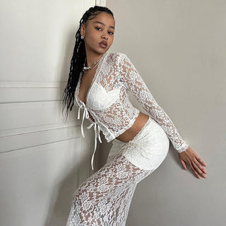 white lace hollow lace off tops