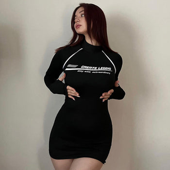 Long sleeved tight hip dress