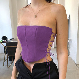 sleeveless wrapped back strap corset