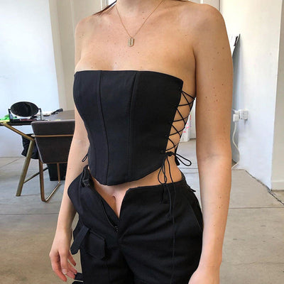 sleeveless wrapped back strap corset