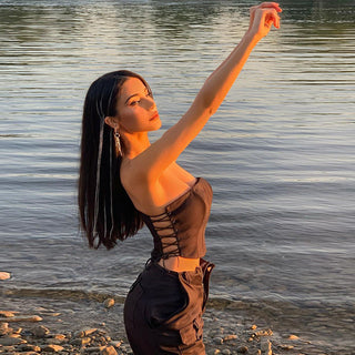 sleeveless wrapped back strap corset