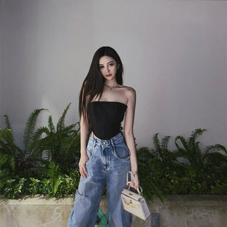 sleeveless wrapped back strap corset