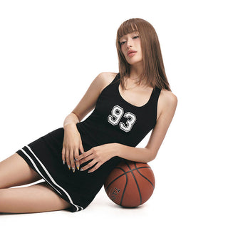 U Neck sleeveless high -waist short skirt