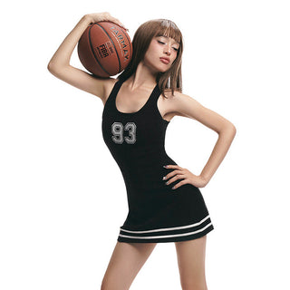 U Neck sleeveless high -waist short skirt