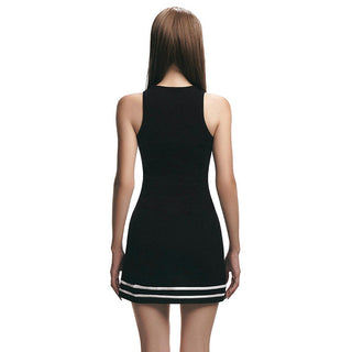 U Neck sleeveless high -waist short skirt