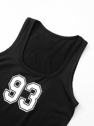 U Neck sleeveless high -waist short skirt