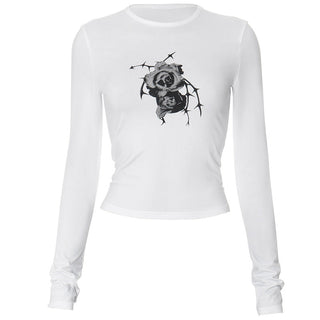 flower print shirt round neck top