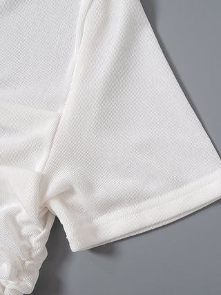 sweet pure color round neck top