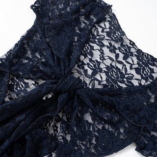 lace strap black square neck top