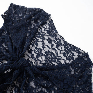 lace strap black square neck top