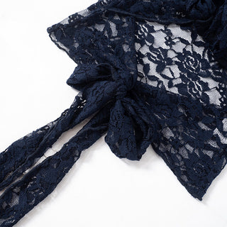 lace strap black square neck top