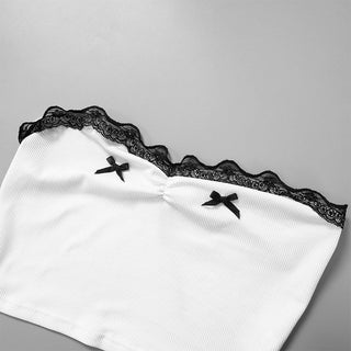 bow  lace short tube top