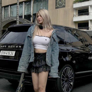 bow  lace short tube top