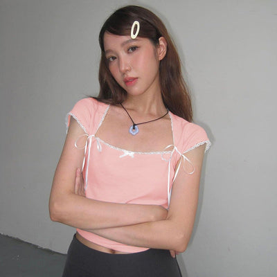 lace bow tie rope top