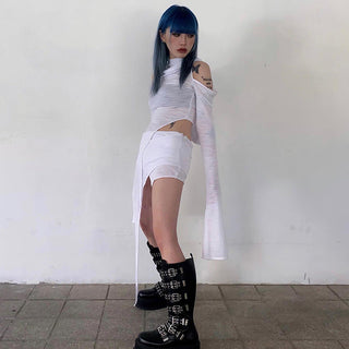 solid hooded long sleeved + short skirt suits