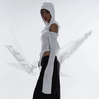 solid hooded long sleeved + short skirt suits