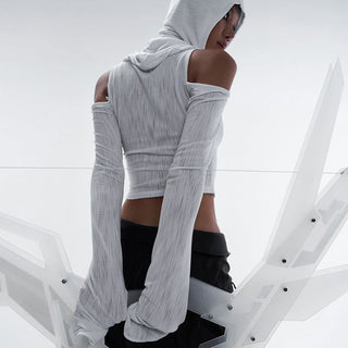 solid hooded long sleeved + short skirt suits