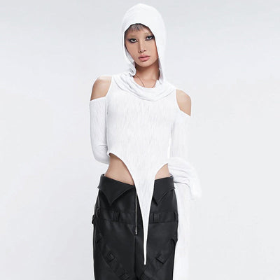 solid hooded long sleeved + short skirt suits