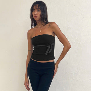 pure bow sleeveless tube top