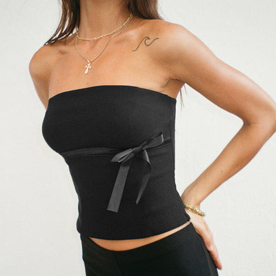 pure bow sleeveless tube top