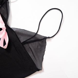 lace pink bow + short skirt Set