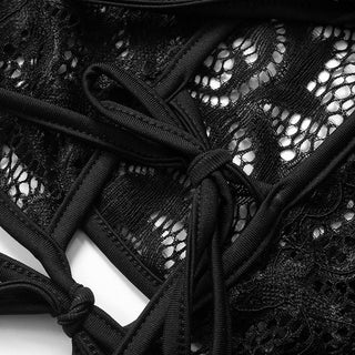 Lace up see through lace backless cami top