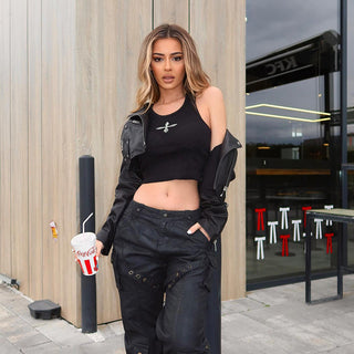 Print thin thread exposed navel top