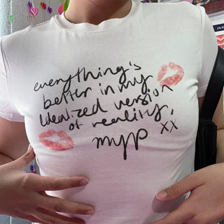 letters Lip kiss round neck short sleeved T -shirt