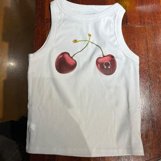 Y2K cherry ring printed slim top
