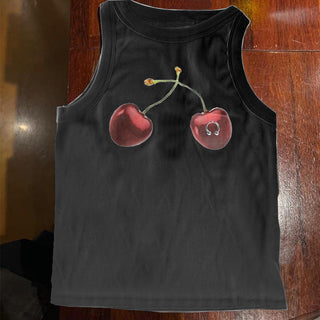 Y2K cherry ring printed slim top