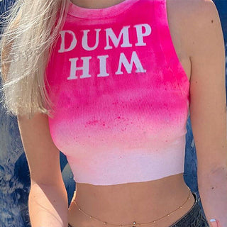 Pink Dyeing Letter Club High waisted top