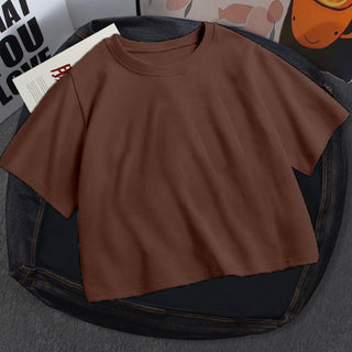 pure short round neck top