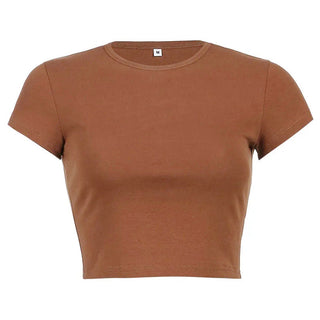 pure short round neck top