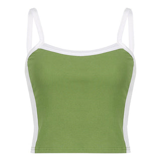 striped knitted camisole shoulder short vest top